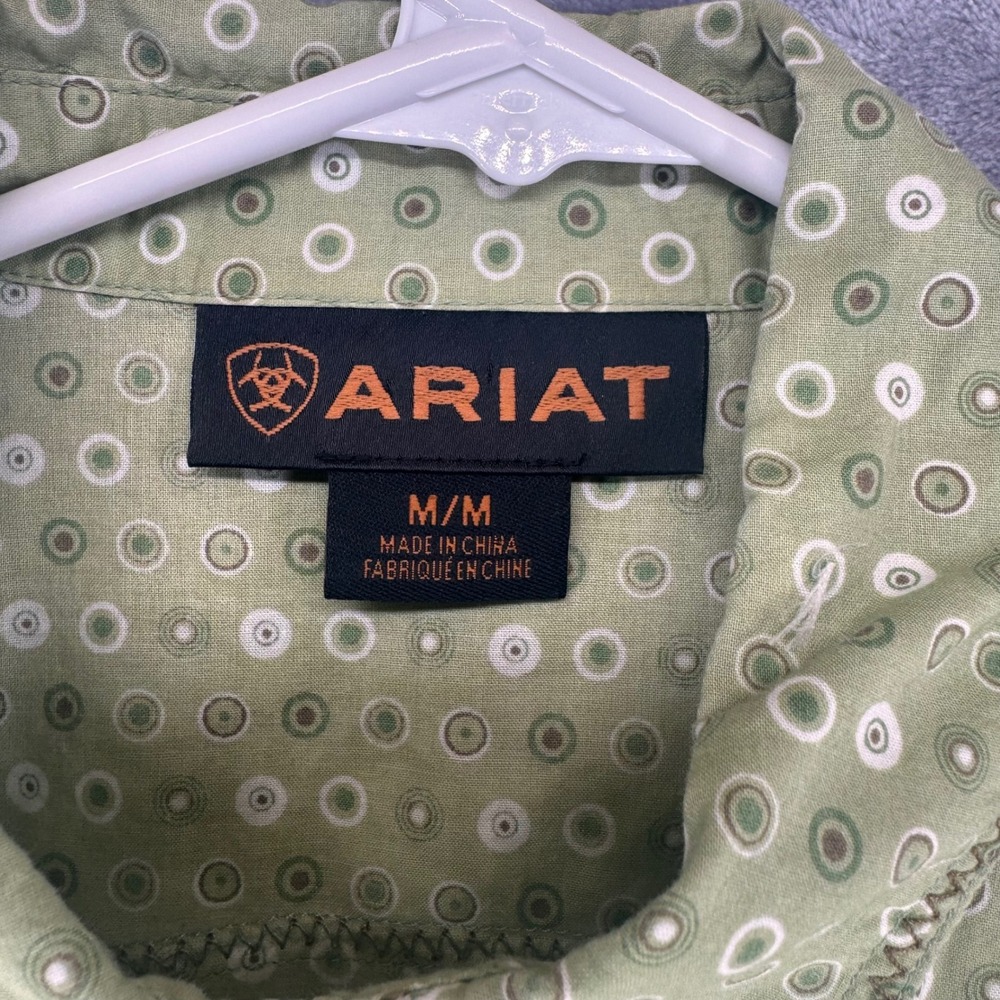 Ariat‎ Womens Long Sleeve Western Shirt Green PEARL snap  Size M Medium - Picture 3 of 12